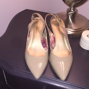 Sexy patent leather sling backs